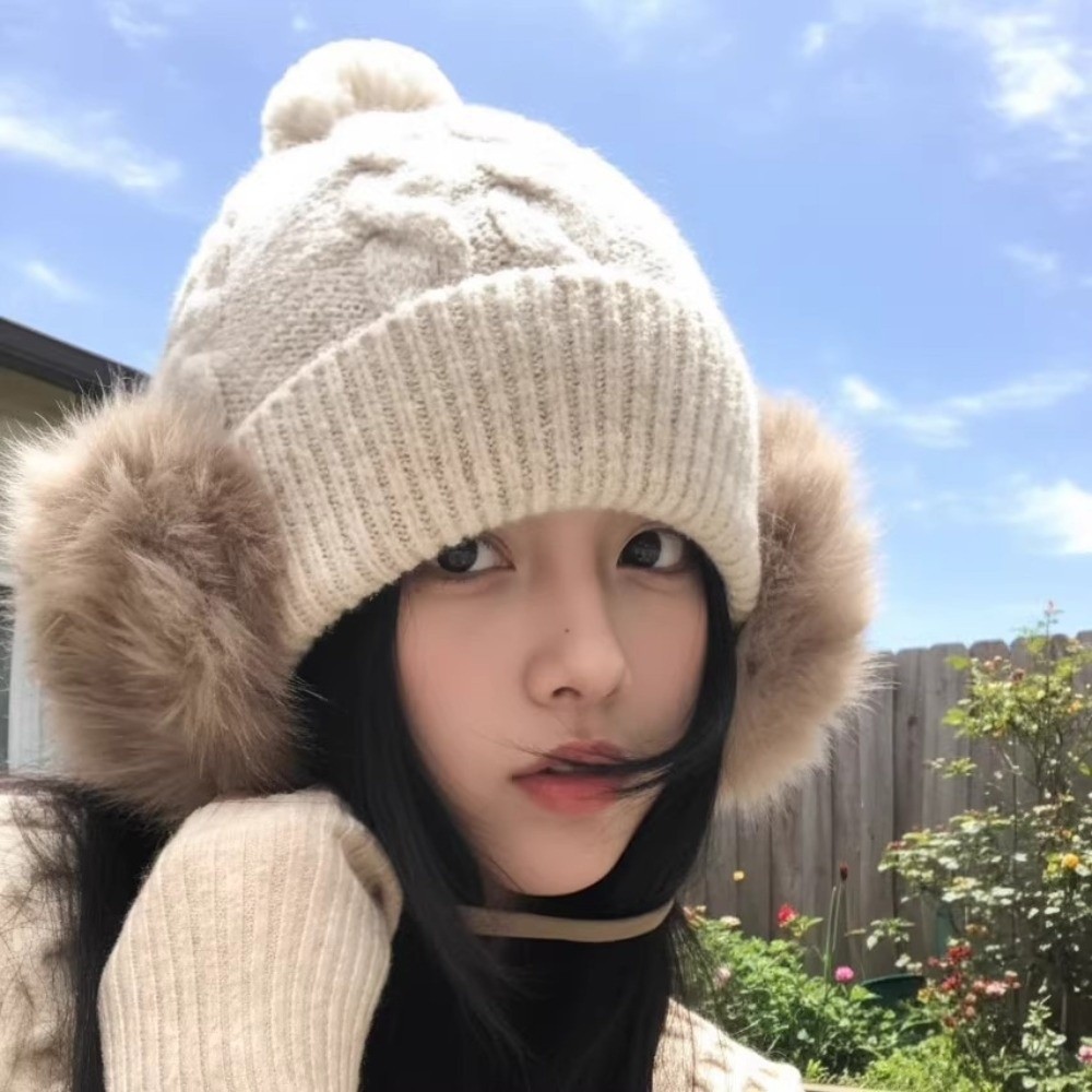 Faux Fur Ear Flaps Cable Knit  - Winter Trapper Hat recension och pris